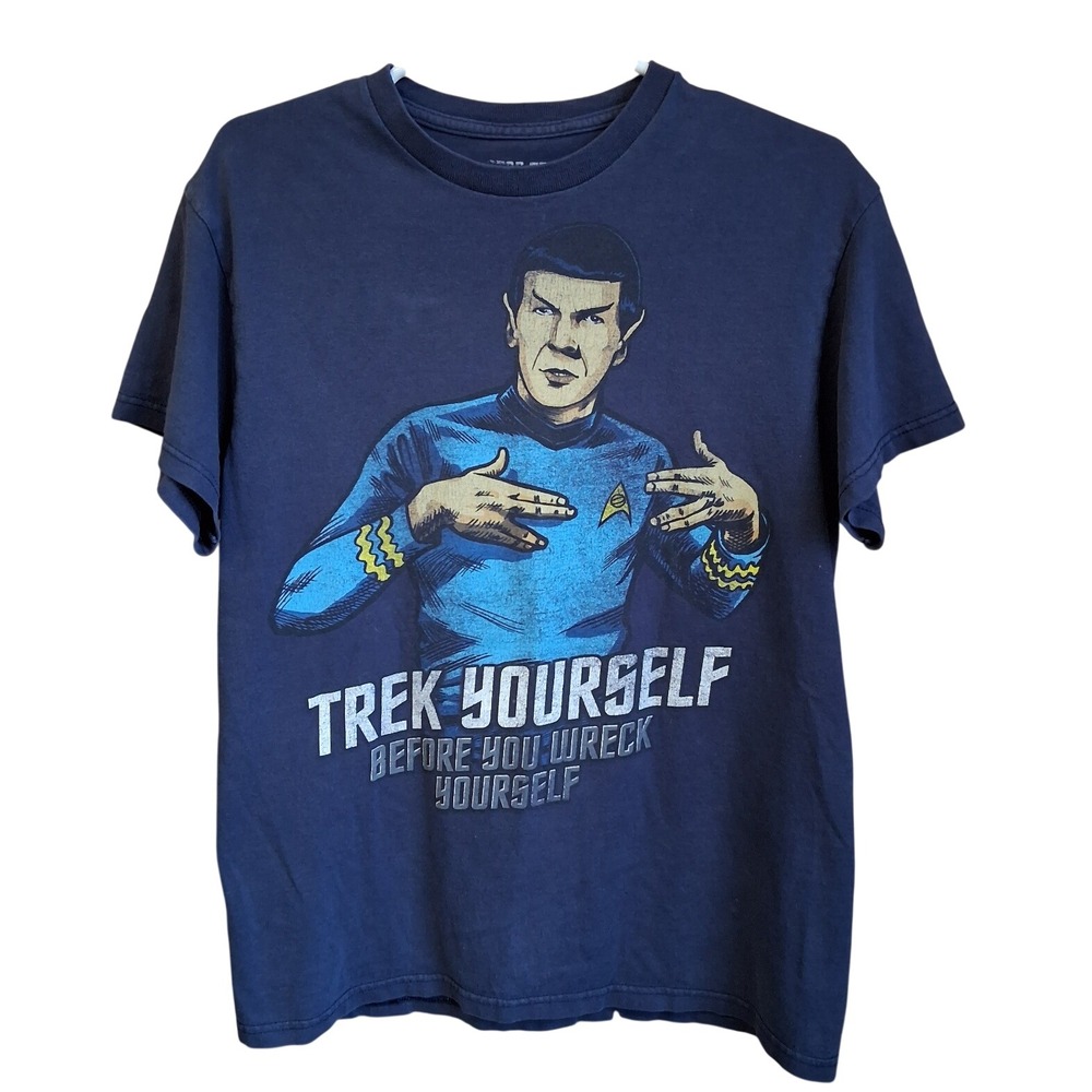 Spock Star Trek-Trek Yourself Before You Wreck Yourself Shirt Mens Medium EUC